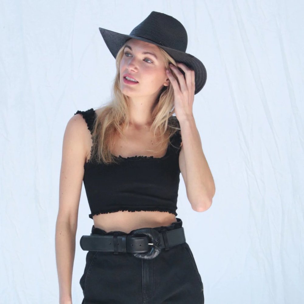 Kin the Label Black Straw Hat (Packable) - Picture 2 of 5